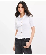 Petite Smocked Ruffle Hem Shirt, LOFT Brand Petite - $349.53 MXN