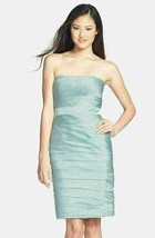 ML Monique Lhuillier Ruched Strapless Cationic Chiffon Dress Sz 2 Mint - £52.37 GBP