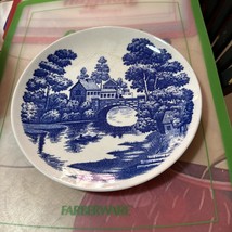 2 VINTAGE 9&quot; Nasco Hand painted Blue Dinner Plate Lakeview Pattern Made ... - $24.75