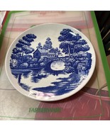 2 VINTAGE 9&quot; Nasco Hand painted Blue Dinner Plate Lakeview Pattern Made ... - $24.75
