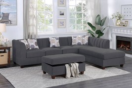 Fano 3-Piece Charcoal Sectional with Reversible Chaise in  Charcoal Chen... - £894.51 GBP