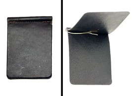 Bi-Fold Leather Money Clip - Black Minimalist Wallet - Amish Handmade In Usa - £17.56 GBP
