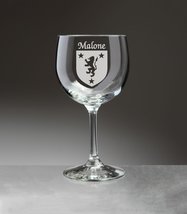 Malone Irish Coat of Arms Red Wine Glasses - Set of 4 (Sand Etched) - £54.34 GBP
