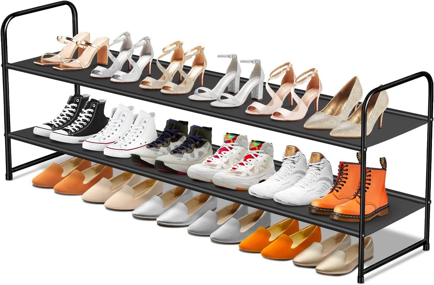 The Sleeping Lamb Long 2-Tier Shoe Organizer For Closet, Stackable Wide ... - $39.98