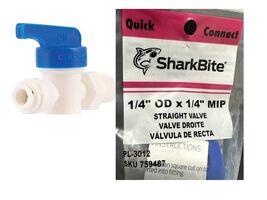 Straight Valve 1/4&quot; MIP X 1/4&quot; MIP Polystyrene, SharkBite 25439 - $0.99