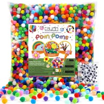 1600 Pieces 1 Cm Pom Poms With 100 Pieces Wiggly Eyes, 20 Colors Craft F... - £14.15 GBP
