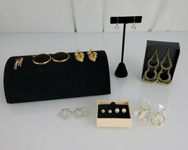 Avon Earrings Lot Set of 10 pairs Calla Lily Faux Pearls Hoops Silvertone - £23.73 GBP