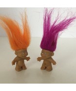 Troll Dolls Lot 2 Purple Hair &amp; Orange Hair China 1.5&quot; Home Office Desk ... - £3.98 GBP