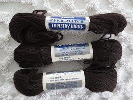 3 - 40 Yd. Skeins Bucilla #1982 Brown Ever-Match Needlepoint Tapestry Wool Yarn - £7.11 GBP