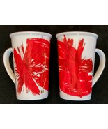 Starbucks Coffee Mug LOT Tall White Red Starburst Flowers 2014 His/Hers ... - $27.16 CAD