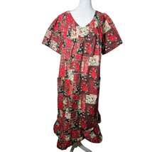 Anthony Richards Red Green Floral Mumu Dress Size XL NEW Short Sleeve - $14.99