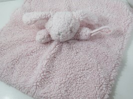 Blankets &amp; beyond Baby Security Blanket pink bunny gray silver eyes sher... - £8.20 GBP