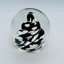 VTG Titan Art Glass Black &amp; White Swirl Blown Art Glass Paperweight 1998... - $14.85