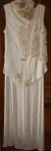 Spencer Alexis White Jacquard Floral Dress Sz.14 Lace applique W/Scarf - £29.14 GBP
