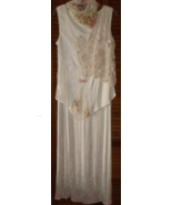 Spencer Alexis White Jacquard Floral Dress Sz.14 Lace applique W/Scarf - £29.21 GBP