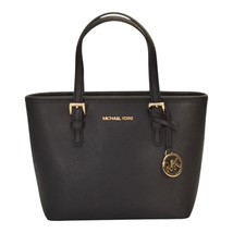 Michael Kors Black Saffiano Leather Small Tote Shoulder Bag with Gold Ha... - $173.25