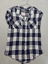 Jachs Girlfriend Button Up Shirt Plaid Short Sleeve Women&#39;s Sz M Casual - £17.25 GBP