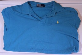 Ralph Lauren Polo Short Sleeve Men&#39;s Shirt Size L Large Blue with yellow Logo - $8.90