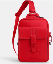 NWT Coach Track Pack Crossbody Bag NWT Unisex Red Leather - £155.34 GBP