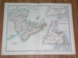 1907 Antique Map Of Maritimes New Brunswick Nova Scotia Newfoundland Canada - £25.38 GBP