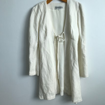 Kamisato 2 Jacket White Linen Long Flared Sleeves Dress Coat Tie Close S... - £26.53 GBP