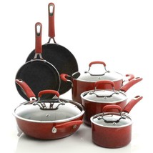 Kenmore Elite Andover 10 Piece Nonstick Aluminum Cookware Set in Red Gra... - £115.21 GBP