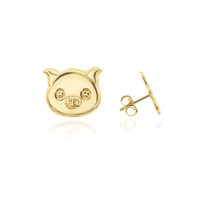 14K Solid Yellow Gold Small Piggy Stud Earrings - £140.72 GBP