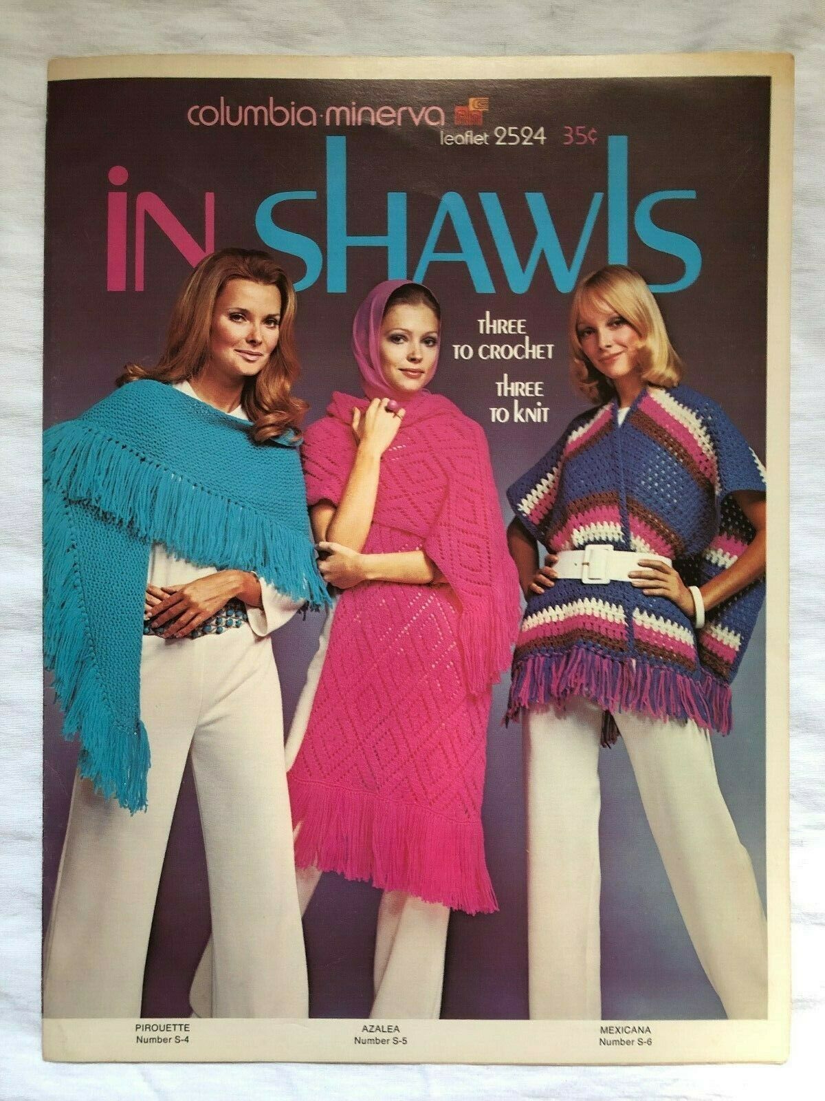 Vintage 1960's Columbia-Minerva Shawl Pattern Leaflet #2524 - $3.00