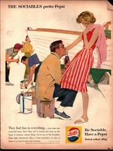1960 vintage Pepsi Cola print ad, the sociables Beach, Ocean, Snorkeling... - $24.11