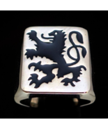 Silver men&#39;s ring Scottish Lion coat of arms Scotland with Black enamel ... - $183.37 CAD