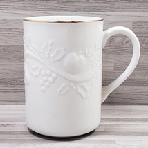Libbey Tableware Fruit Garland 10 oz. Coffee Cup Mug White Gold - £11.26 GBP
