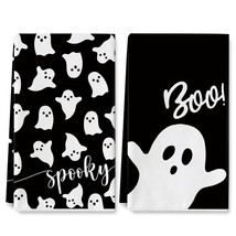 Halloween Kitchen Towel 18 X 28 Inch Black White Ghost Dishcloth Scary Hand Dryi - £19.26 GBP