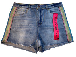 dollhouse Juniors Denim Rainbow Stripe Cutoff Shorts Size 3 Color Midtown Blue - £15.76 GBP