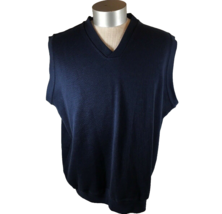 Pebble Beach Vest Blue Golf Large Sweater V Neck Cotton Blend Logo On Back - £14.96 GBP