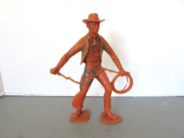 VTG 1954 LOUIS MARX &amp; CO. PLASTIC TOY COWBOY FIGURE W/LASSO USA 5.75&quot;H - $9.85