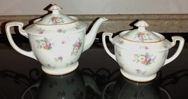 Noritake Teapot &amp; Sugar Bowl Morimura &quot;M&quot; Wreath Red Mark Japan 1920s Fl... - £101.68 GBP