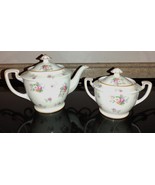Noritake Teapot &amp; Sugar Bowl Morimura &quot;M&quot; Wreath Red Mark Japan 1920s Fl... - $129.99