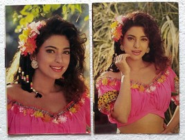 Bollywood India Actor Juhi Chawla 2 Rare Post card Postcard Set Lot India Star - £23.59 GBP