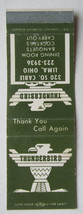 Thunderbird - Lima, Ohio Restaurant 20 Strike Matchbook Cover Matchcover OH - £1.30 GBP