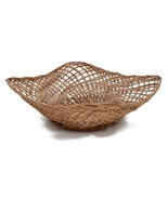 GORGEOUS VINTAGE LARGE 17” WINNOWING WOVEN WICKER RATTAN STRAW DÉCOR BAS... - $19.79