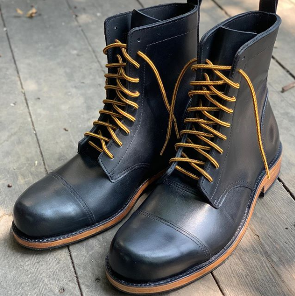 High Ankle Boots Black Men's Premium Quality Leather Plain Toe Laceup Handmade