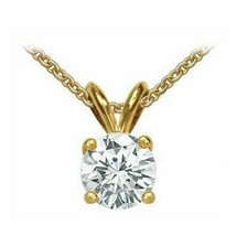 14K YELLOW GOLD CHAIN 18&quot; 1CT Round Cut Solitaire Pendant Necklace - $129.97