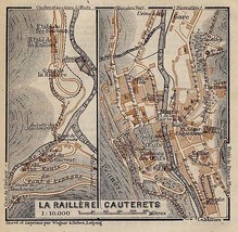 1914 Original Antique City Map Of Cauterets La Raillere / HAUTES-PYRENEES France - £18.75 GBP