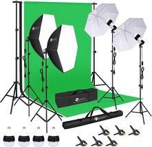 Hpusn 8.5 X 10 Ft.Background Support System, Photo Video Studio Light Kit 85W - £176.62 GBP