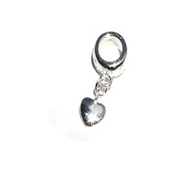 Sterling Silver European Style Bead with Dangle heart 5mm Hole - £21.14 GBP