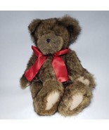 VTG Boyds Collection Brown Jointed Bear Plush Wide Red Bow 1988-2004 - $19.99