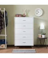 Modern White 5-Drawer Chest with Single Handles | Elegant Bedroom Storage - €245,79 EUR