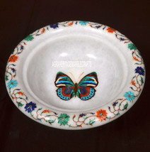 8&quot; Marble Inlay Decorative Bowl Multi Floral Butterfly Art Christmas Gif... - £256.03 GBP