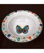 8&quot; Marble Inlay Decorative Bowl Multi Floral Butterfly Art Christmas Gif... - £261.34 GBP