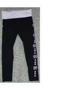 Womens Yoga Pants Victorias Secret Pink Black Foldover Waist Cropped-size M - £29.17 GBP